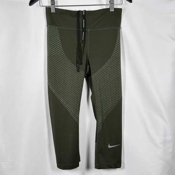 Nike Zonal Strength 3/4 Compression Training Tights Olive Green M Running Gym - Picture 6 of 15
